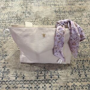 Victoria's Secret Cream Tote with Floral Scarf